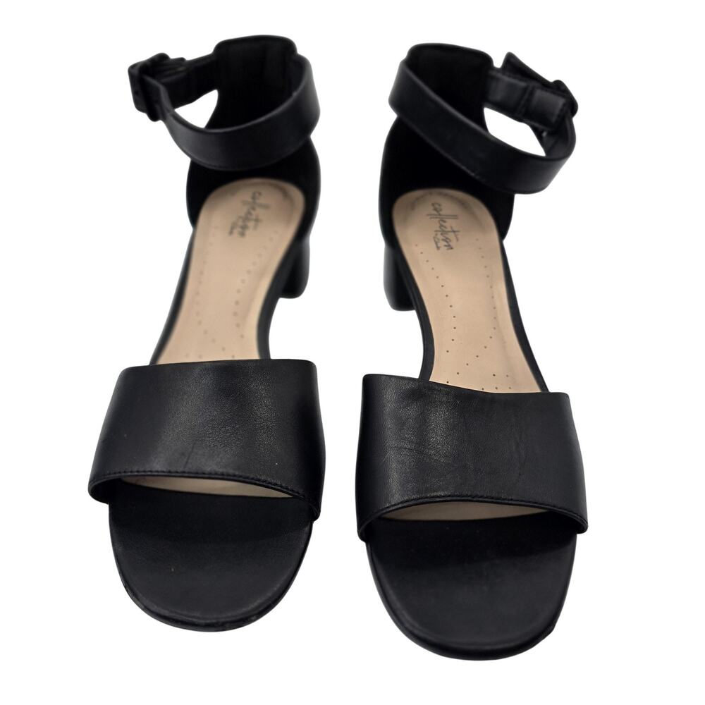 Clarks Black Strappy Block Heel Sandals Womens Size 11